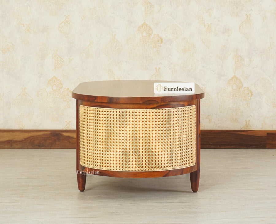 Boston Sheesham Wood Oval Coffee Table Furniselan Brown Finish