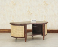 Boston Sheesham Wood Oval Coffee Table Furniselan Grey Finish