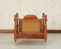 Boston Sheesham Wood Rattan Cane One Seater Sofa Furniselan Brown Finish