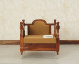 Boston Sheesham Wood Rattan Cane One Seater Sofa Furniselan Brown Finish
