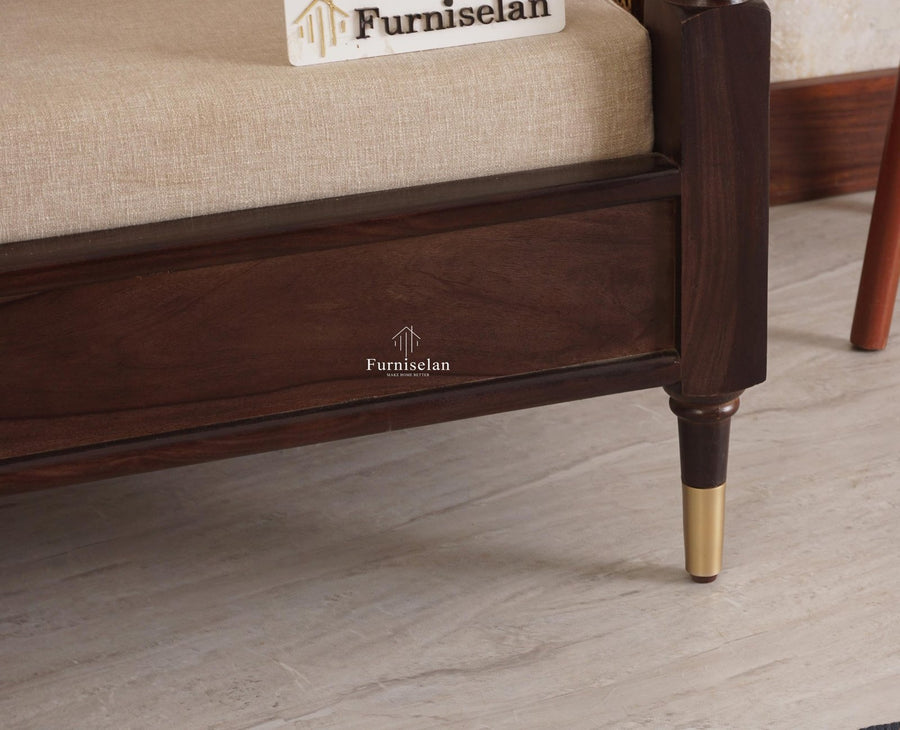 Boston Sheesham Wood Rattan Cane One Seater Sofa - Three Seater Sofa - Furniselan Grey-Finish
