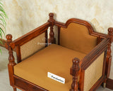 Boston Sheesham Wood Rattan Cane One Seater Sofa Furniselan Brown Finish
