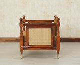 Boston Sheesham Wood Rattan Cane One Seater Sofa Furniselan Brown Finish