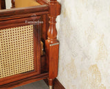 Boston Sheesham Wood Rattan Cane One Seater Sofa Furniselan Brown Finish
