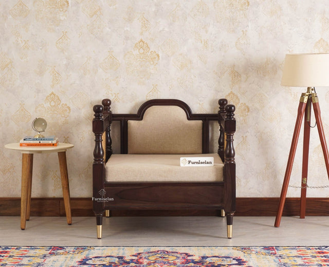 Boston Sheesham Wood Rattan Cane One Seater Sofa - Three Seater Sofa - Furniselan Grey-Finish