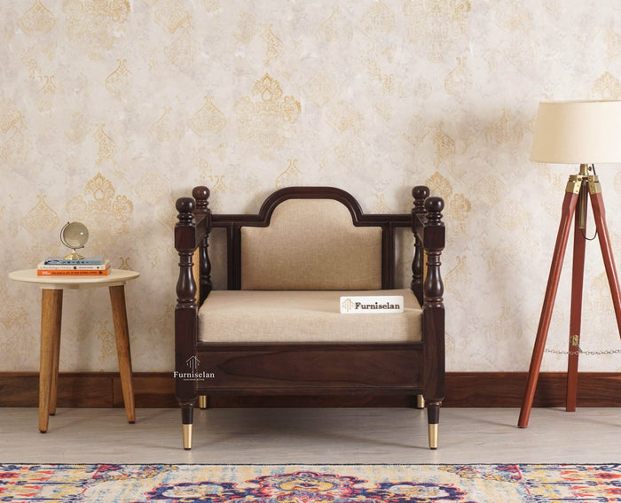 Boston Sheesham Wood Rattan Cane One Seater Sofa - Three Seater Sofa - Furniselan