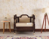 Boston Sheesham Wood Rattan Cane One Seater Sofa