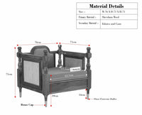 Boston Sheesham Wood Rattan Cane One Seater Sofa Furniselan Brown Finish