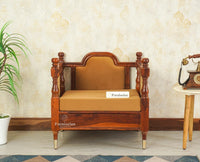 Boston Sheesham Wood Rattan Cane One Seater Sofa Furniselan Brown Finish