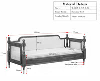Boston Sheesham Wood Rattan Cane three Seater sofa Furniselan Grey-Finish