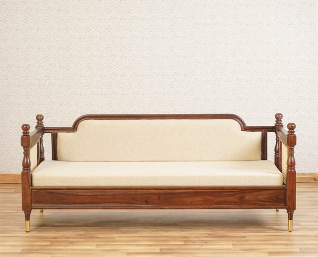 Boston Sheesham Wood Rattan Cane three Seater sofa Furniselan Grey-Finish