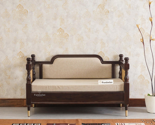 Boston Sheesham Wood Rattan Cane Two Seater Sofa - Three Seater Sofa - Furniselan Grey-Finish