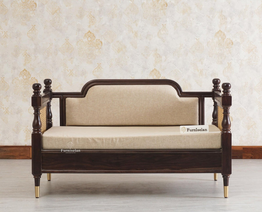 Boston Sheesham Wood Rattan Cane Two Seater Sofa - Three Seater Sofa - Furniselan Grey-Finish