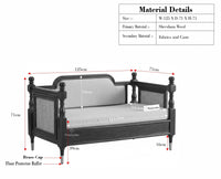Boston Sheesham Wood Rattan Cane Two Seater Sofa - Three Seater Sofa - Furniselan Grey-Finish