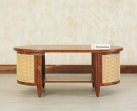 Boston Sheesham Wood Sofa Set Five Seater with Coffee Table Furniselan Brown Finish