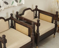 Boston Sheesham Wood Sofa Set Five Seater with Coffee Table Furniselan Grey Finish