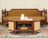 Boston Sheesham Wood Sofa Set Five Seater with Coffee Table Furniselan Brown Finish