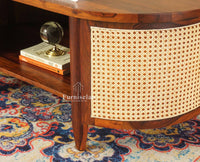 Boston Sheesham Wood Sofa Set Five Seater with Coffee Table Furniselan Brown Finish