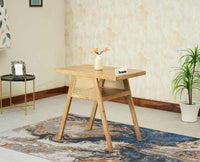 SmartFit Compact Solid Wood Rattan Cane Dining Set Two Seater - Dining Set - Furniselan Natural Finish