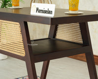 SmartFit Compact Solid Wood Rattan Cane Dining Set Two Seater - Dining Set - Furniselan Grey Finish