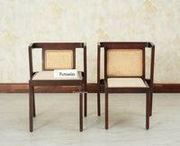 SmartFit Compact Solid Wood Rattan Cane Dining Set Two Seater - Dining Set - Furniselan Grey Finish