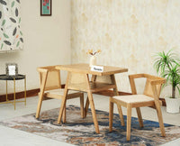 SmartFit Compact Solid Wood Rattan Cane Dining Set Two Seater - Dining Set - Furniselan Natural Finish