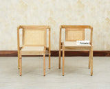 SmartFit Compact Solid Wood Rattan Cane Dining Set Two Seater - Dining Set - Furniselan Natural Finish