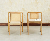 SmartFit Compact Solid Wood Rattan Cane Dining Set Two Seater - Dining Set - Furniselan Natural Finish