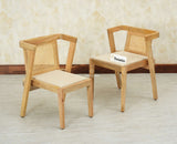 SmartFit Compact Solid Wood Rattan Cane Dining Set Two Seater - Dining Set - Furniselan Natural Finish