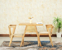 SmartFit Compact Solid Wood Rattan Cane Dining Set Two Seater - Dining Set - Furniselan Natural Finish