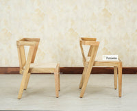 SmartFit Compact Solid Wood Rattan Cane Dining Set Two Seater - Dining Set - Furniselan Natural Finish