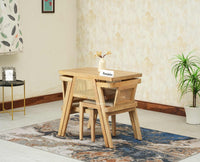 SmartFit Compact Solid Wood Rattan Cane Dining Set Two Seater - Dining Set - Furniselan Natural Finish