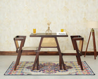 SmartFit Compact Solid Wood Rattan Cane Dining Set Two Seater - Dining Set - Furniselan Grey Finish