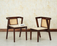 SmartFit Compact Solid Wood Rattan Cane Dining Set Two Seater - Dining Set - Furniselan Grey Finish