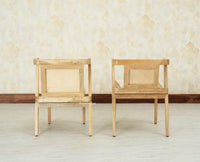 SmartFit Compact Solid Wood Rattan Cane Dining Set Two Seater - Dining Set - Furniselan Natural Finish