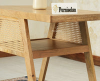 SmartFit Compact Solid Wood Rattan Cane Dining Set Two Seater - Dining Set - Furniselan Natural Finish