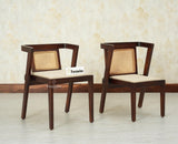 SmartFit Compact Solid Wood Rattan Cane Dining Set Two Seater - Dining Set - Furniselan Grey Finish