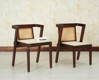 SmartFit Compact Solid Wood Rattan Cane Dining Set Two Seater - Dining Set - Furniselan Grey Finish