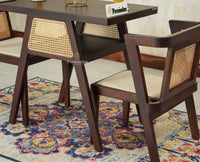 SmartFit Compact Solid Wood Rattan Cane Dining Set Two Seater - Dining Set - Furniselan Grey Finish