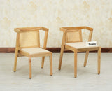 SmartFit Compact Solid Wood Rattan Cane Dining Set Two Seater - Dining Set - Furniselan Natural Finish