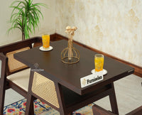 SmartFit Compact Solid Wood Rattan Cane Dining Set Two Seater - Dining Set - Furniselan Grey Finish