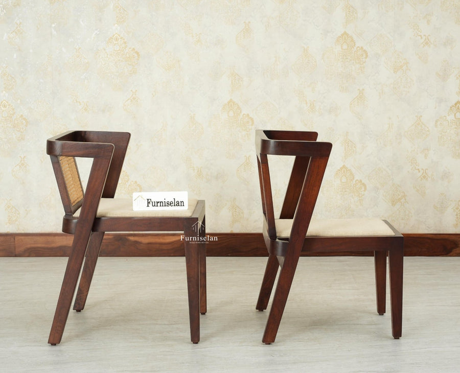 SmartFit Compact Solid Wood Rattan Cane Dining Set Two Seater - Dining Set - Furniselan Grey Finish