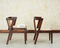 SmartFit Compact Solid Wood Rattan Cane Dining Set Two Seater - Dining Set - Furniselan Grey Finish