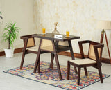 SmartFit Compact Solid Wood Rattan Cane Dining Set Two Seater - Dining Set - Furniselan Grey Finish