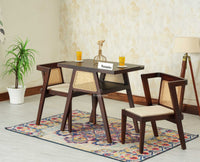 SmartFit Compact Solid Wood Rattan Cane Dining Set Two Seater - Dining Set - Furniselan Grey Finish