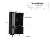 Boston Solid Mango Wood 4 Door Crockery Cabinet | Modern Kitchen Storage Unit Furniselan Grey Finish