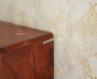 Boston Solid Mango Wood 4 Door Crockery Cabinet | Modern Kitchen Storage Unit Furniselan Brown Finish