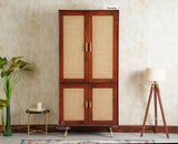 Boston Solid Mango Wood 4 Door Crockery Cabinet | Modern Kitchen Storage Unit Furniselan Brown Finish