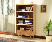 Boston Solid Wood Bookshelf for Office,Study Room, Livingroom Natural Finish