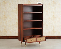 Boston Solid Wood Bookshelf for Office,Study Room, Livingroom Brown Finish
